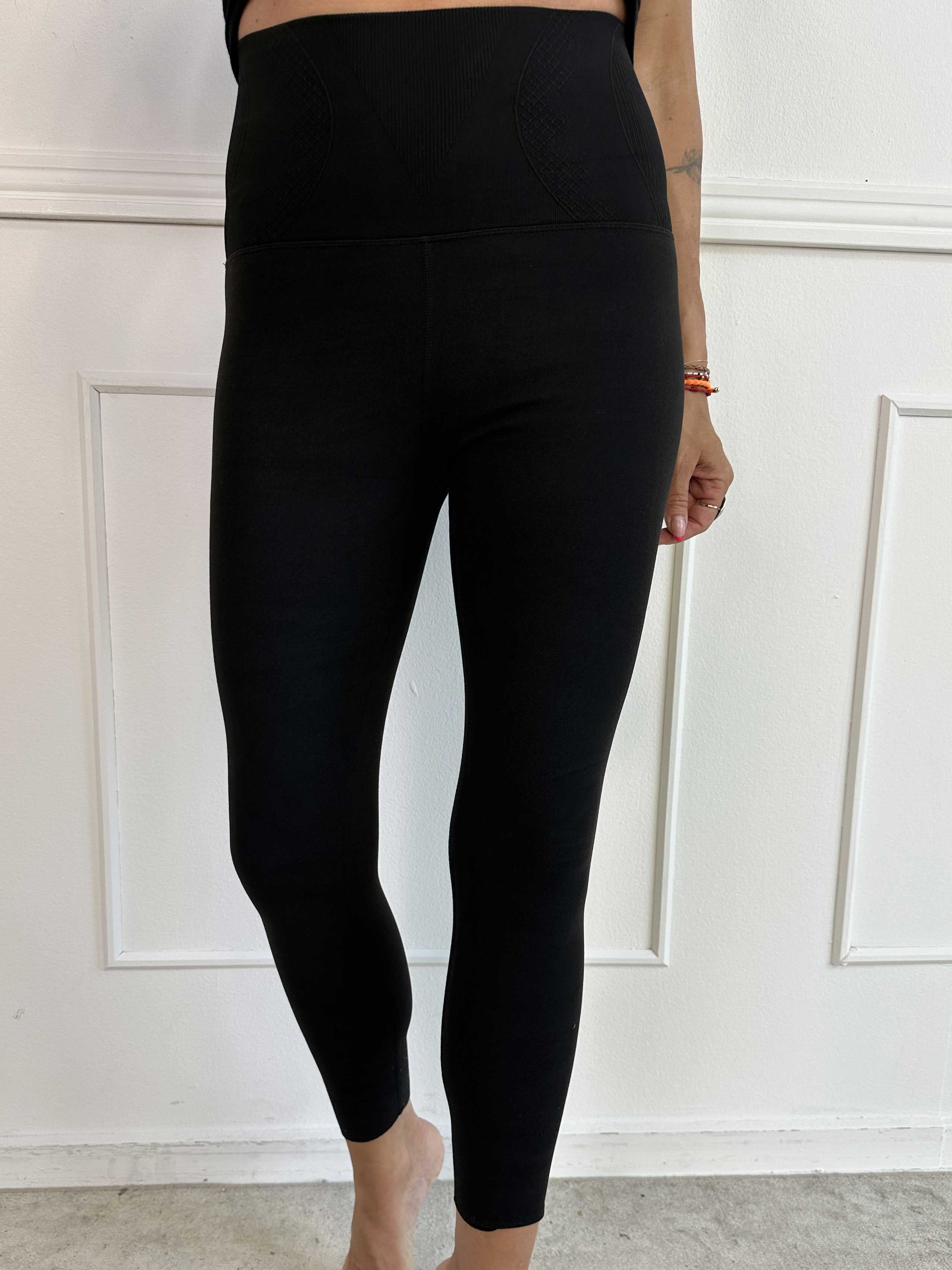 Melite - Sorte leggings med bred elastikkant i livet